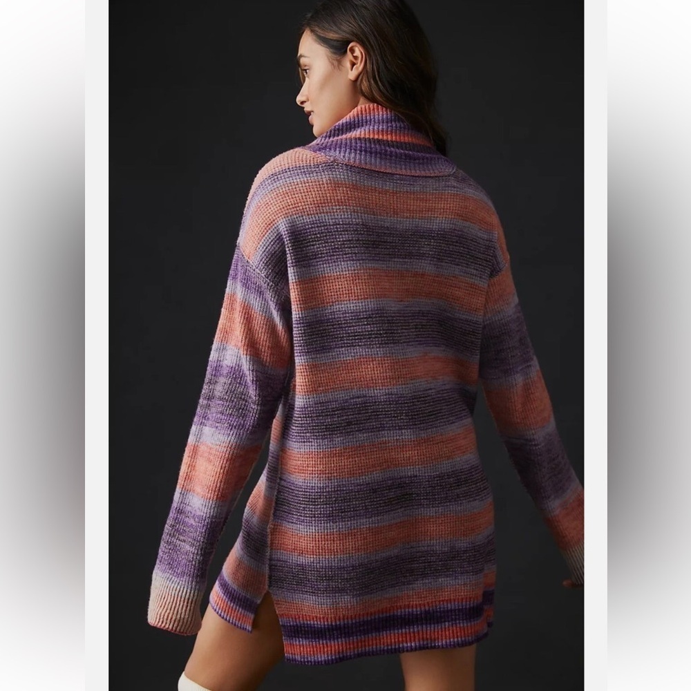 Anthropologie Daily Practice Half-Zip Tunic Sweater Mini Dress Striped M - Picture 3 of 8